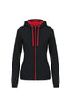 Dames Hoodie met rits kariban K467 BLACK-RED